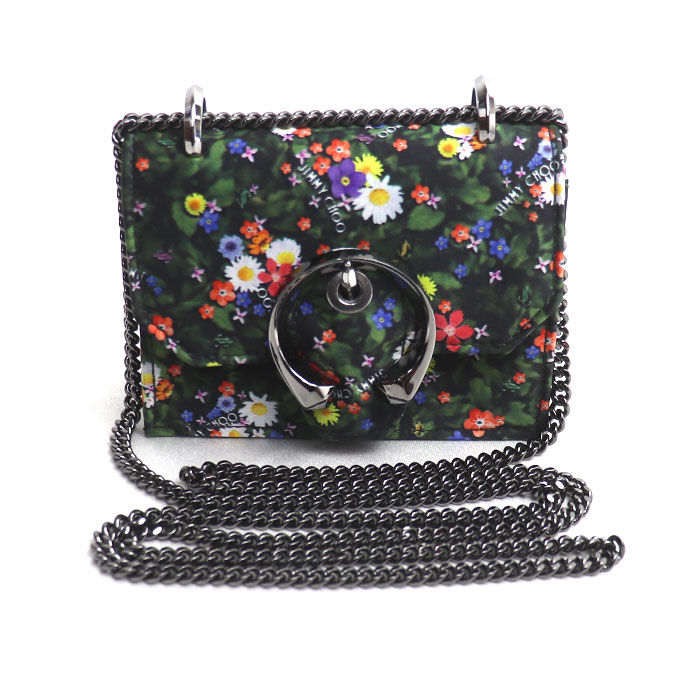 JIMMY CHOO ジミーチュウ ミニパリス フラワー ショルダーバッグ マルチカラー レディース 中古 美品