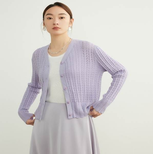 淡色 カラバリあり 前開き 襟なし 普通丈トップス 淡色コーデ 秋 春 上着 レディース トップス Vネック 長袖 カーディガン