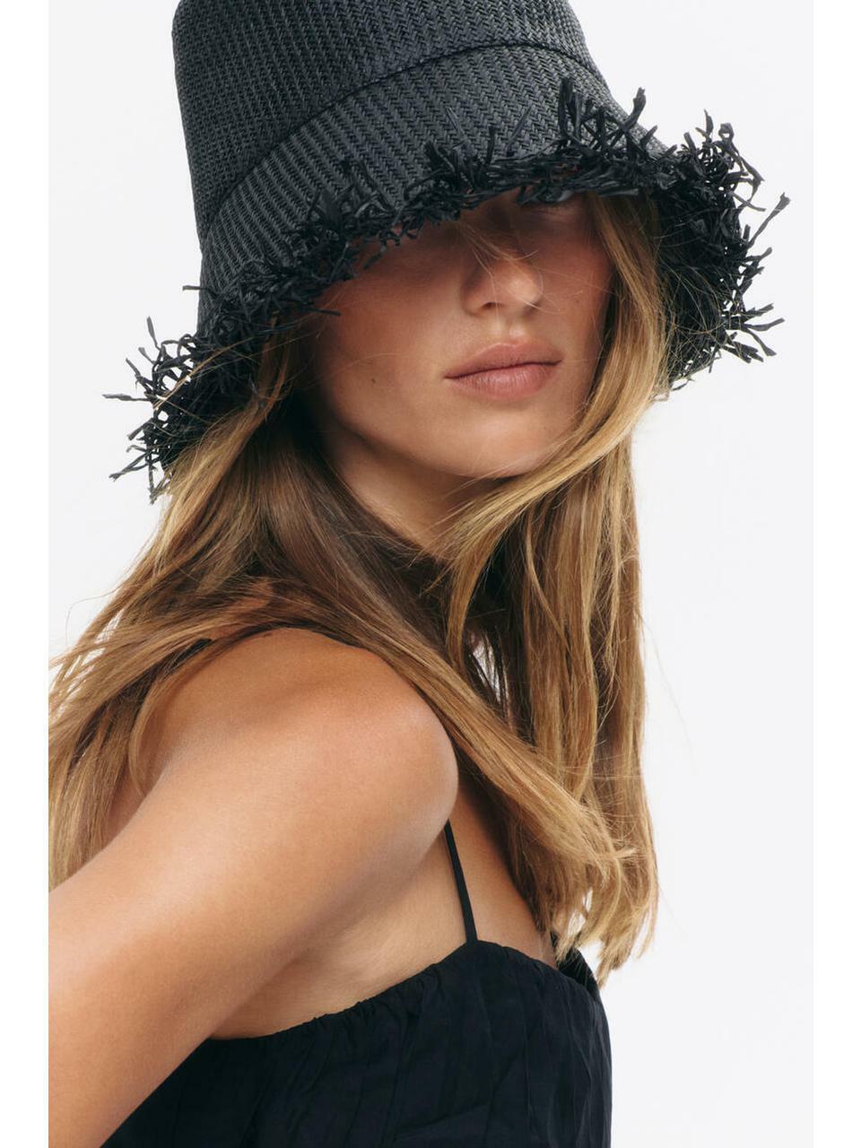 H&M ストローバケットハットブラック 1342027001