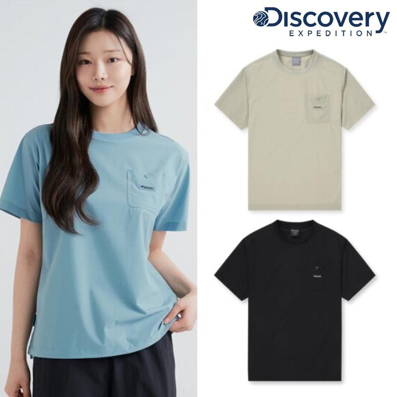 [24S/S] DWRS82043 女性 ポルトン 胸ポケット ウーブン 半袖Tシャツ 夏 冷感 Tシャツ