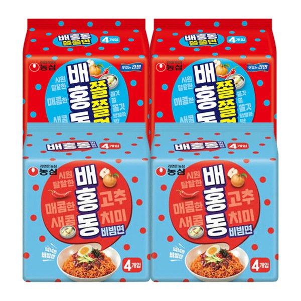 培紅洞 チョルチョルミョン 16入 + 培紅洞 ビビン麺 16入 (総32袋)