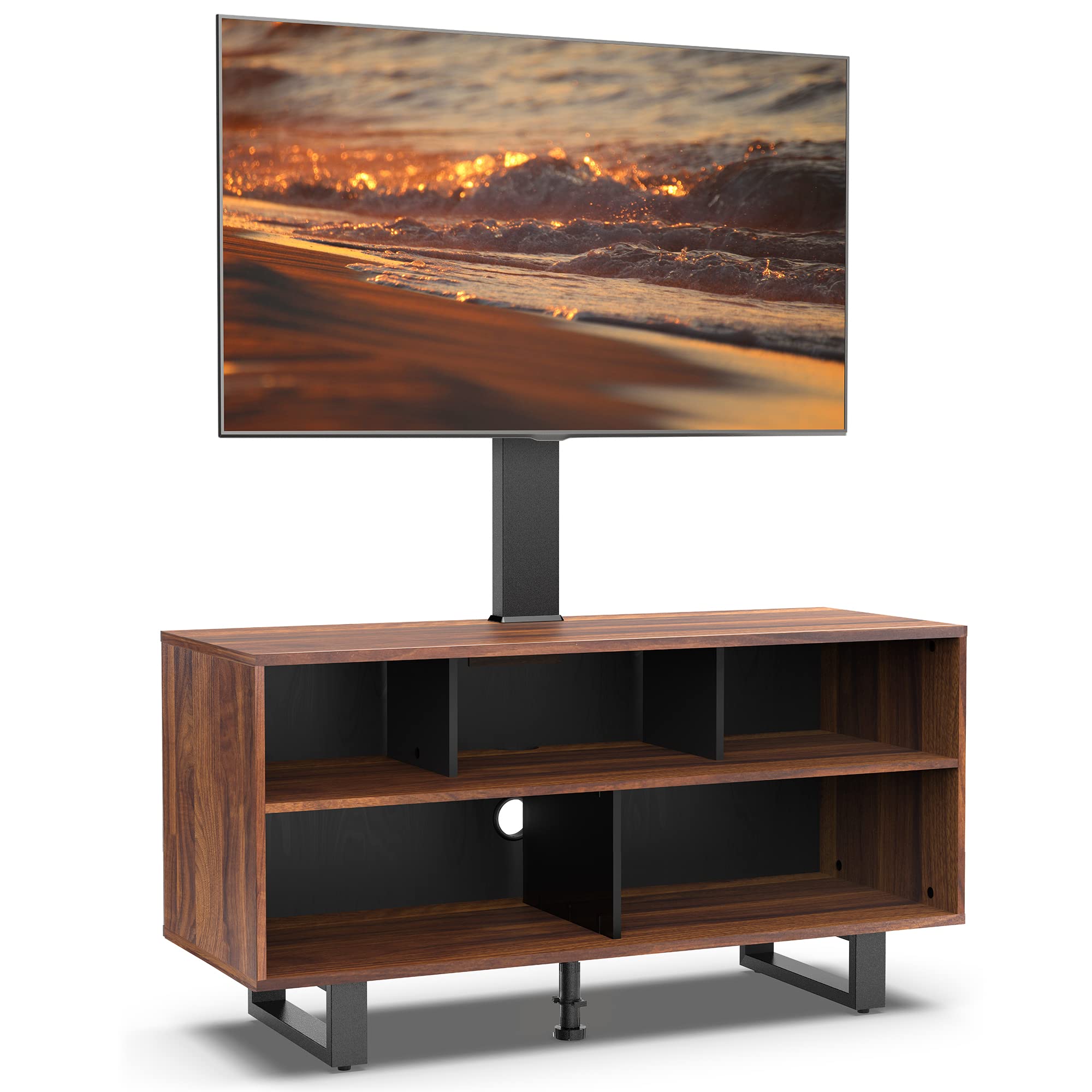 テレビ台 テレビボード ローボード スタンド付き 高さ調節可能 幅約106cm 奥行40cm 高さ137cm 32型~70型適応 ウォールナット 掃除簡単 耐荷重50kg TW-W 69958