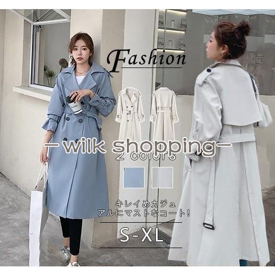トレンチコート レディース スプリングコート チェスターコート ロング 女性 アウター ライトアウター 通勤 ビジネス L ヨーク付き ゆったり