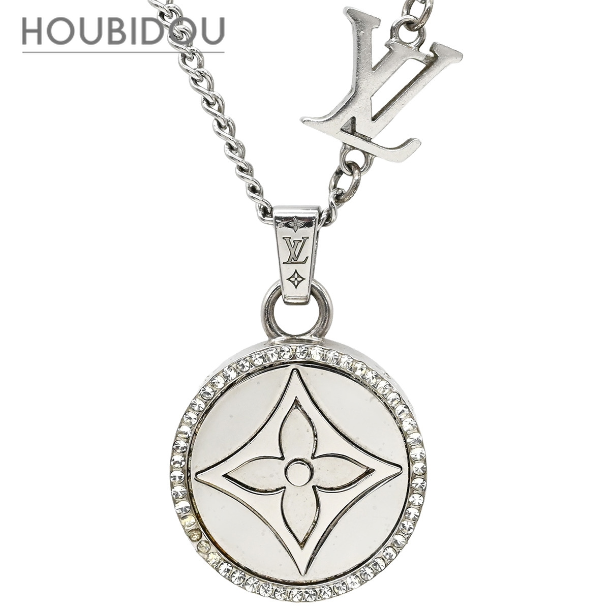 ルイヴィトン ネックレス ツイステッドフラワー メタル ラインストーン シルバー ロケット ラウンド M00916 RM5202【中古】