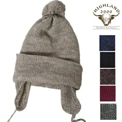 ハイランド 2000 HIGHLAND 2000 フライトキャップ ソリッド ボブキャップ ダブルイヤーカバー アンド ポンポン アンド チンロープ / ニット帽 highland2000 メンズ