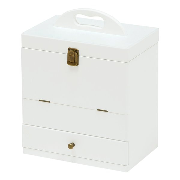 コスメボックス ホワイト 幅27cm 三面鏡付き MUD-6740WH