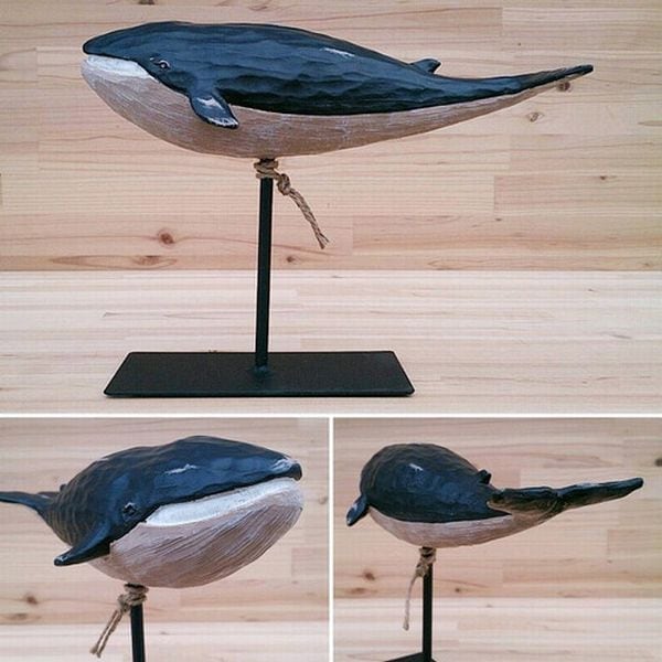オブジェ 置き物 インテリア雑貨 家具 インテリア 海の生き物シリーズ シロナガスクジラ 小 台付き