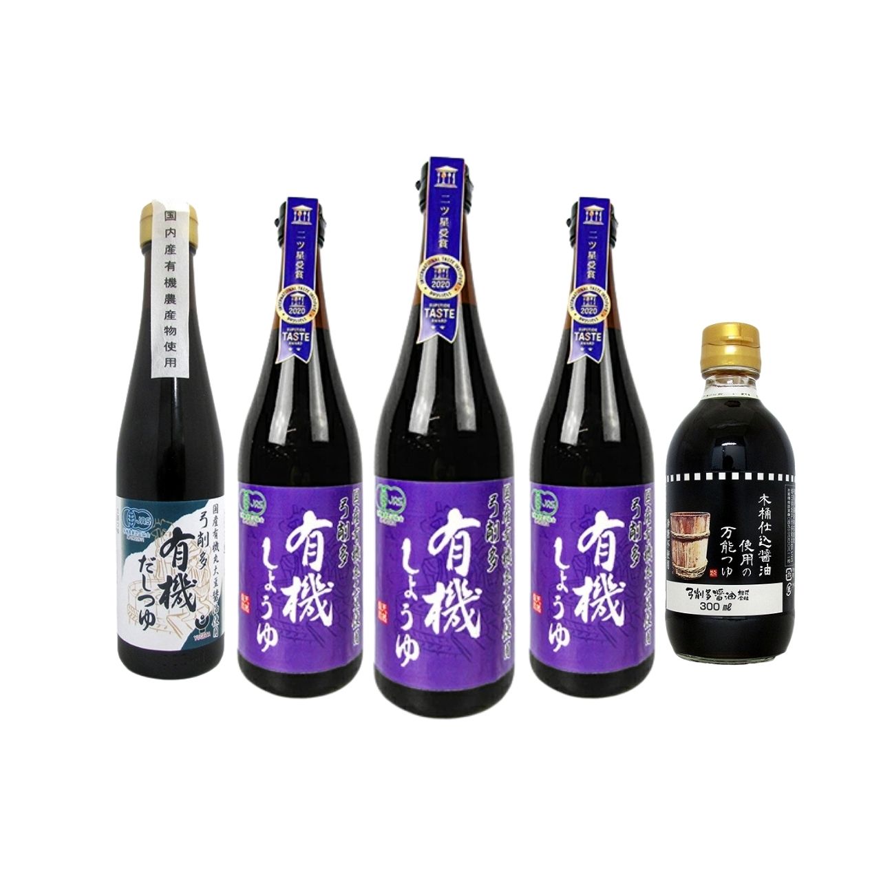 弓削多醤油 詰め合わせ 詰め合わせセット セット 合計5本 醤油 調味料 調味料セット 保存料 無添加 不使用 しょうゆ だしつゆ 有機 有機JAS 料理 福袋 ギフト