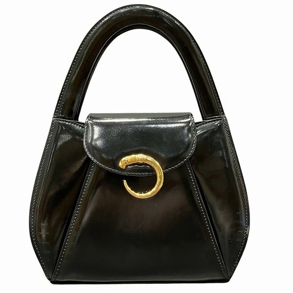 カルティエ パンテール パンサー エナメルレザー バッグ ハンドバッグ レディース 【中古】