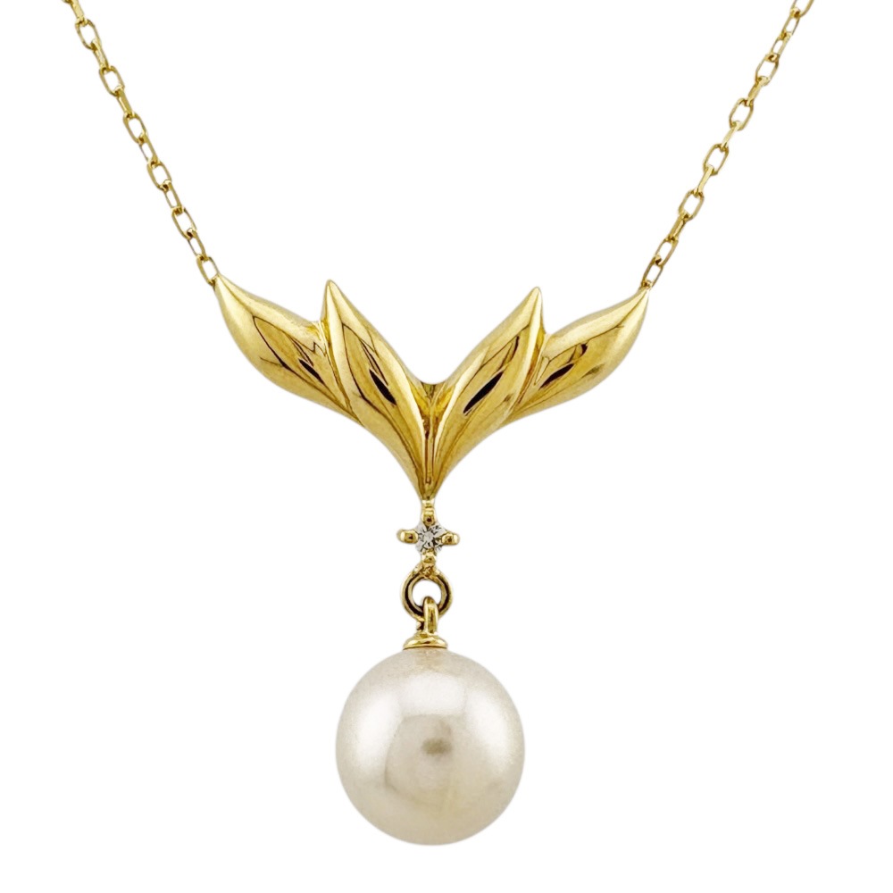 ミキモト ネックレス 18金 K18イエローゴールド アコヤパール MIKIMOTO 中古 美品