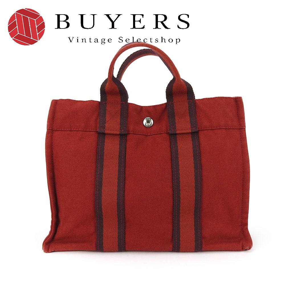 中古 ハンドバッグ フールトゥPM キャンバス レッド シルバー金具 トート バイカラー 普段使い レディース メンズ