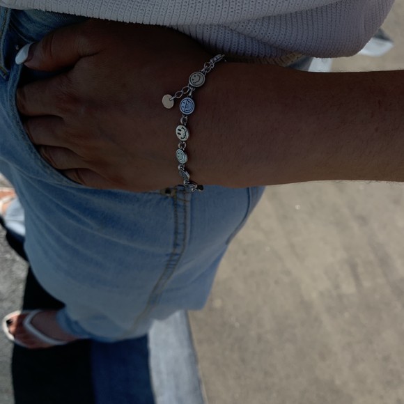 925シルバーミニスマイルチェーン腕輪