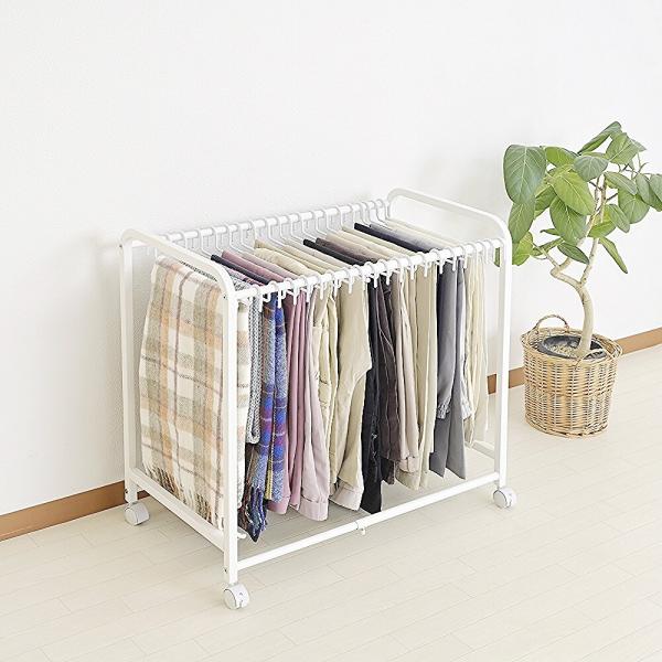 スラックスハンガーラック 伸縮式 頑丈 キャスター 衣類収納 洋服掛け ワードローブ クローゼット タオルハンガー