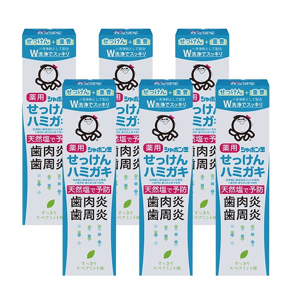 シャボン玉 薬用 せっけんハミガキ 80g 6本セット 歯磨き粉 ミント デンタルケア