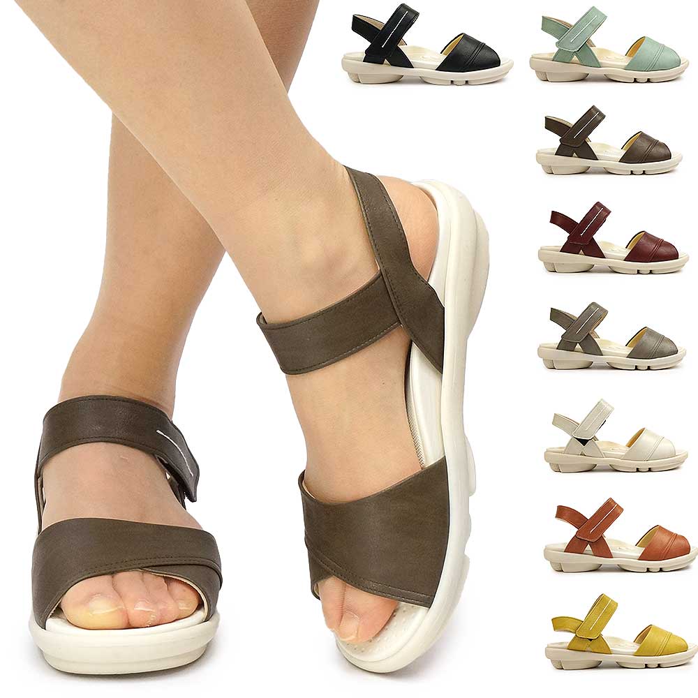 TB201 ストラップサンダル バックベルト 日本製 コンフォート フラットソール レディース サンダル