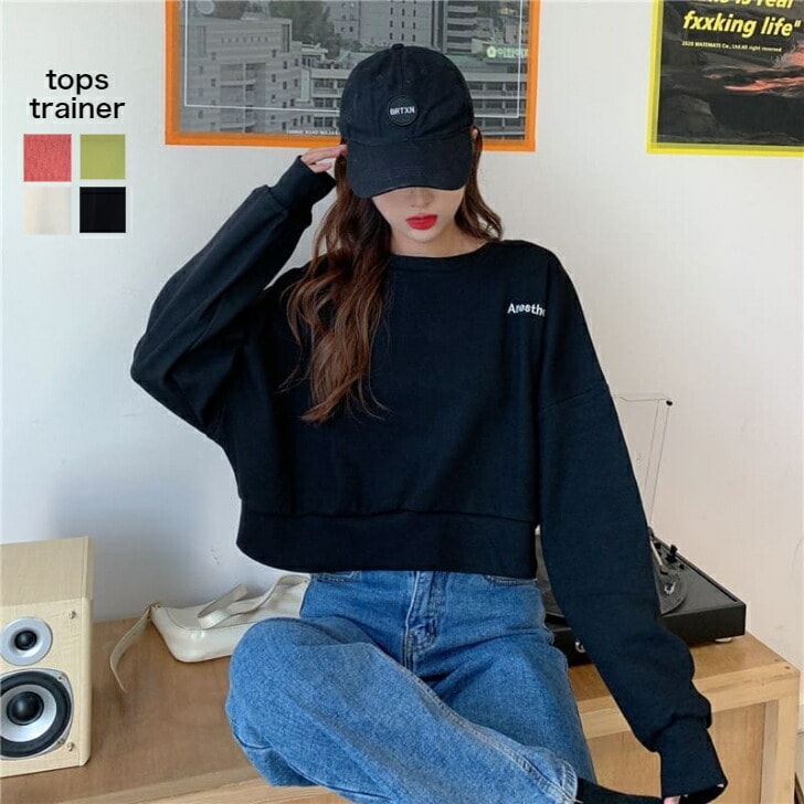 トレーナー スウェット レディース トップス 長袖 ゆったり 韓国 10代 20代 30代 薄手 ガール 春 秋 中学生 高校生 ルーズ スポーツ服 かわいい ショート丈 ピンク ホワイト ブ 5,555円