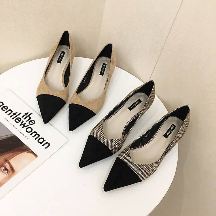 2color シューズ 靴 パンプス ポインテッド ポインテッドトゥ ローヒール バイカラー チェック チェック柄 グレンチェック きれいめ オフィスカジュアル 春夏 春 夏 秋冬 秋 冬 韓国 大人
