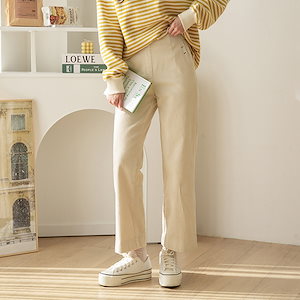 ステッチコーデュロイパンツ（起毛） 韓国ファッション ワイドパンツ/大人カジュアル C122209