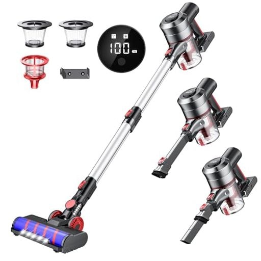 掃除機 コードレス 【25000PA強力吸引&LED液晶ディスプレイ】 充電式 コードレス掃除機 35分間連続稼働 2WAY スティッククリーナー ハンディクリーナー サイクロン 掃除機 HEPAフィ