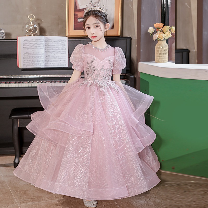 子供用ドレスショー少女の女の子の10歳の誕生日バンケットプリンセスドレスホストピアノショーガール