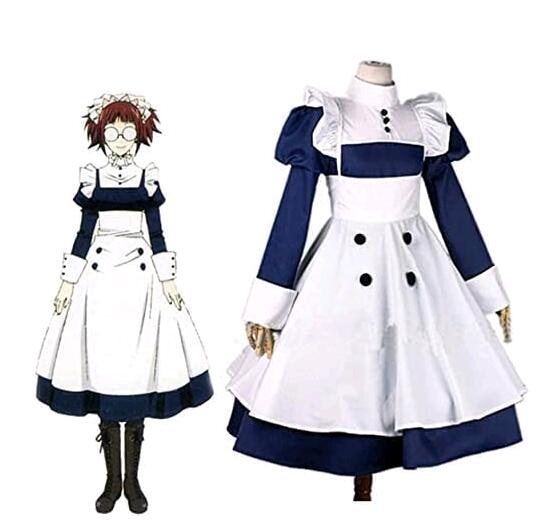 コスプレ衣装 黒執事 メイリン 下女装 メイド服 (紺色） 風 ハロウィン クリスマス パーティー アニメ 変装 仮装