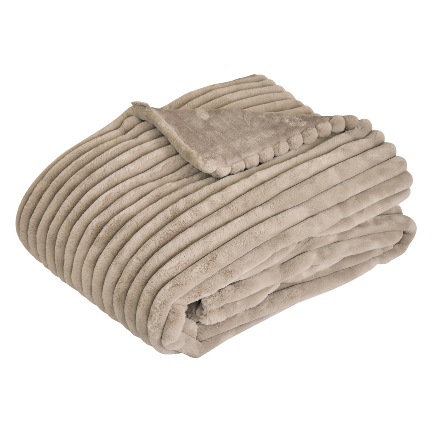 グッズラボ(Goods Lab+) 毛布 ブランケット ふわとろ毛布 ふわもこ毛布 軽量 洗える 2枚合わせ 暖かい あったか エアロゲル 吸湿発熱 静電気防止 防ダニ ストライプ ベージュ ダブル