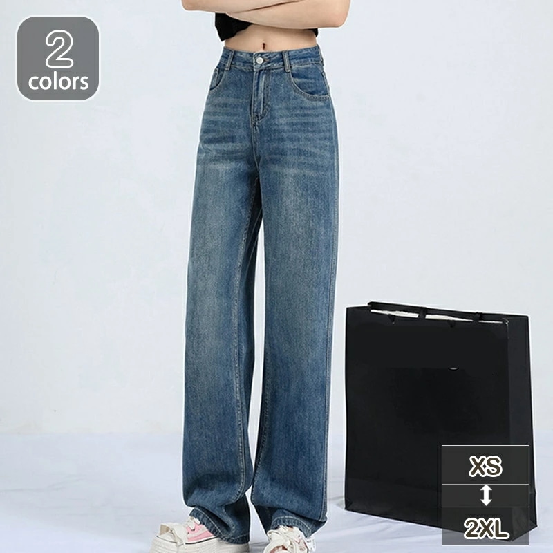 レディース ワイドパンツ デニム ロングパンツ 着痩せ ガウチョパンツ レディースパンツ ロング ウェストゴム カジュアル おしゃれ 大きいサイズ ストレート デニムパンツ 足長 可愛い 体型カバー