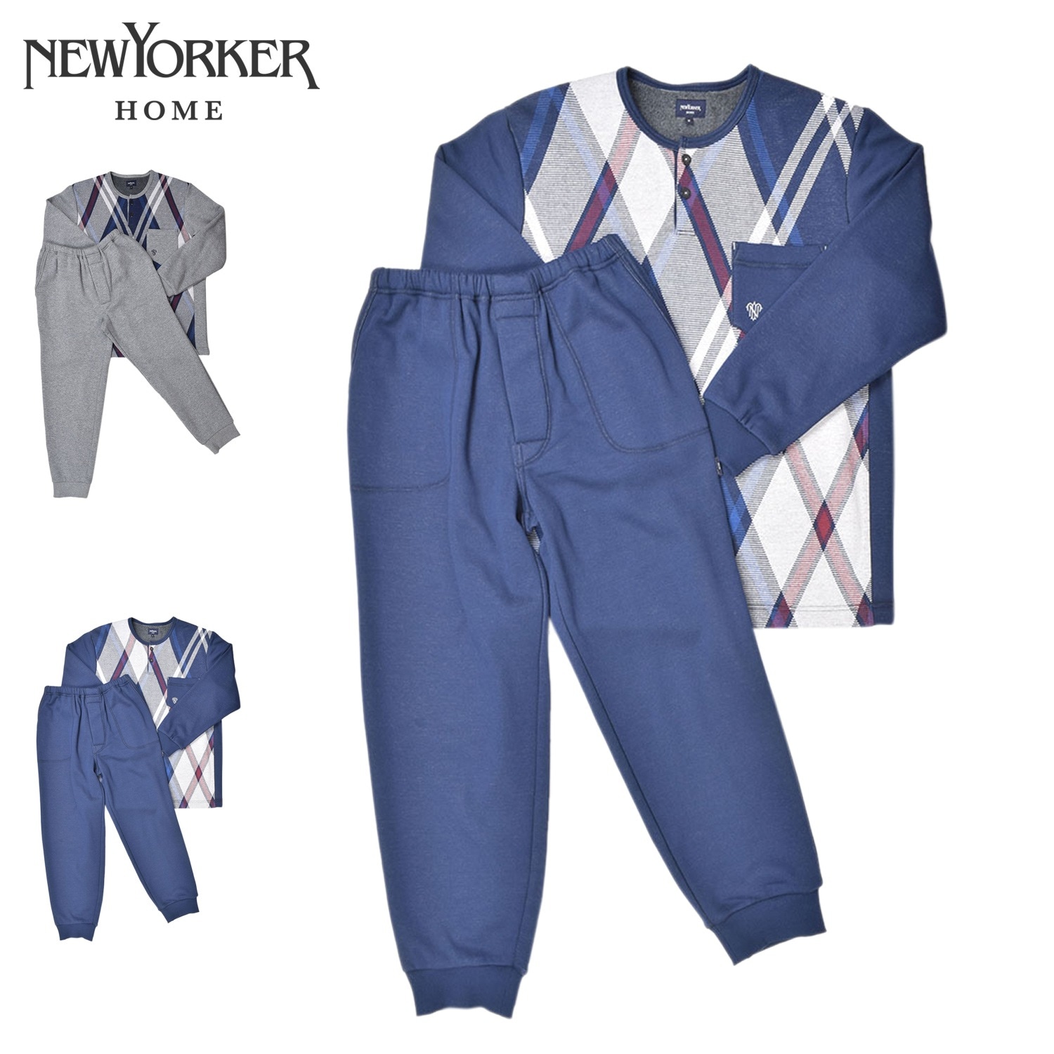 ルームウェア 部屋着 パジャマ セットアップ ナイトウェア 長袖 メンズ ニューヨーカーホーム 0696-95