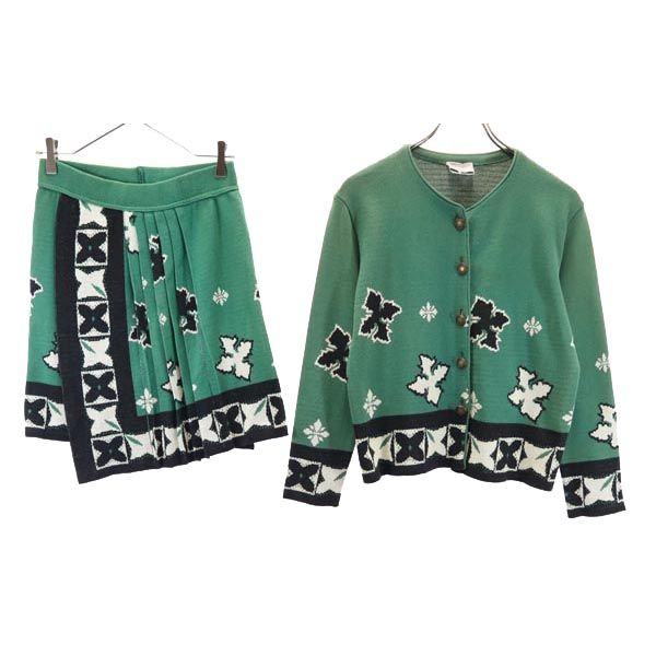 millesimes ノーカラージャケット 上下セットアップ グリーン系 ラップスカート レディース 5,435円