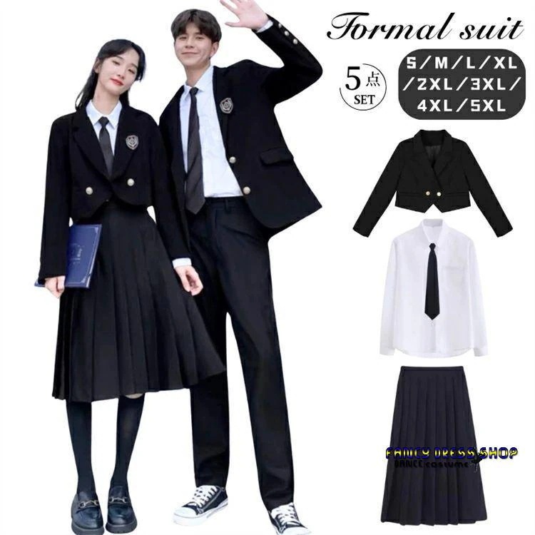 入学式 卒業式 5点セット セットアップ jk 制服 ブレザー 卒服 スーツ 女の子 中学生高校生 学生服 大きサイズ フォーマルスーツ プリーツスカート スクール お