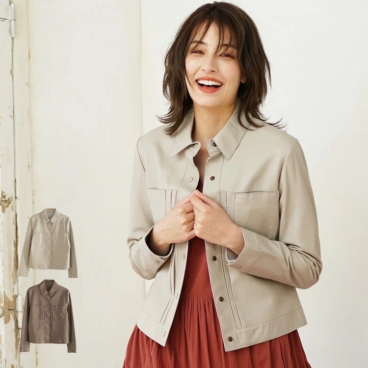 ラムレザージャケットステンカラー