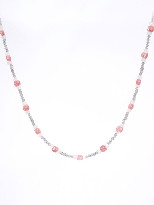【HARANG】 HR 39N_Pink Moonstone Labradorite Beads Necklace 正規品