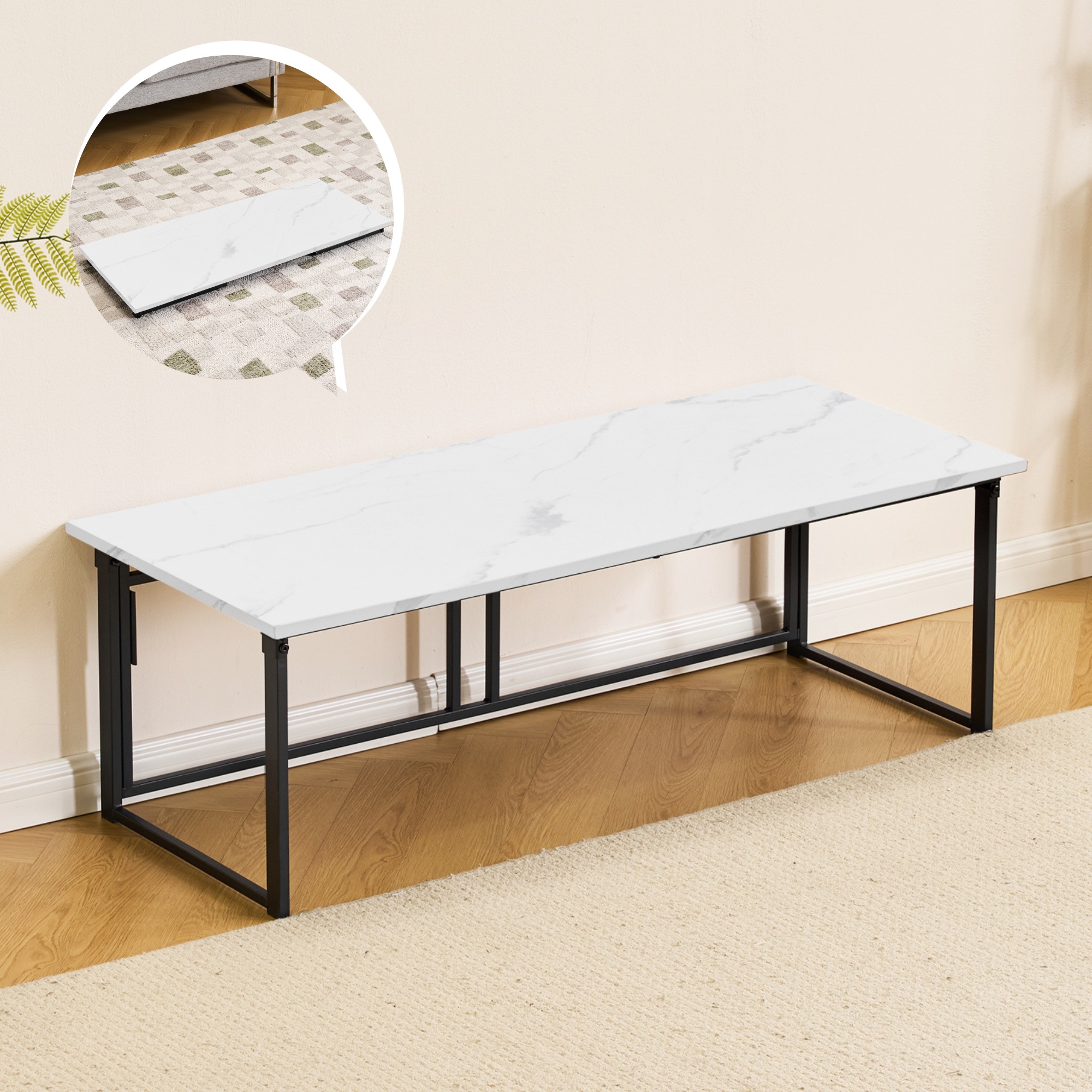 【幅120cm】パソコンデスク シンプルワークデスク ゲーミングテーブル 高さ40 PCデスク 学習机 勉強机 折りたたみ 完成品 木製 ホワイト・Marble