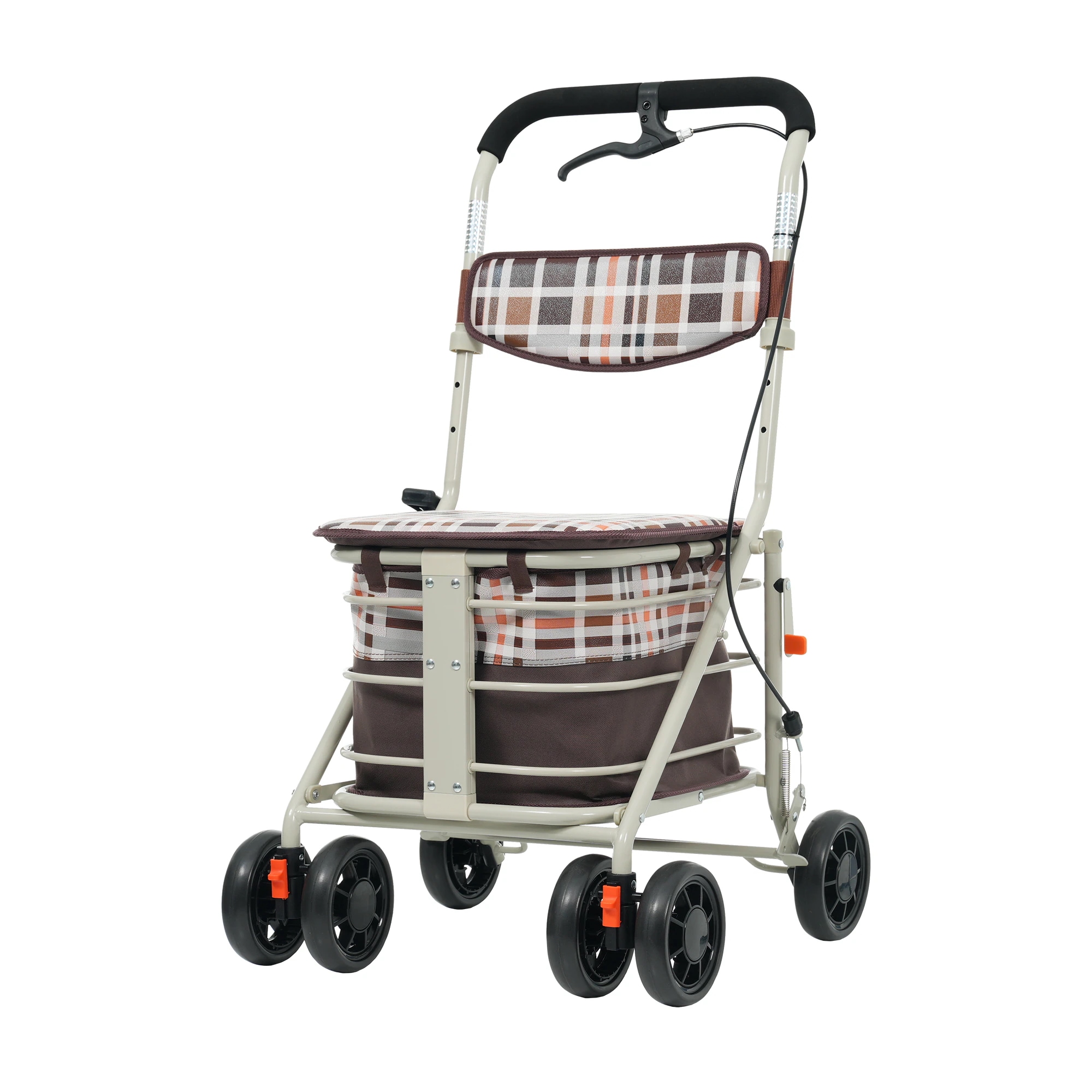 【国内在庫品 急速出荷】歩行器 歩行車 シルバーカー キャスター 室外用 高さ調整可能 折りたたみ可能 座面付き 四輪 キャスター付き おしゃれ 座れる 散歩 シニア 歩行補助 買い物 ショッピングカ