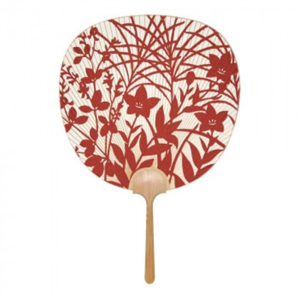 日本製(MADE IN JAPAN) うちわ すず風 (赤) 片面透かし 1155