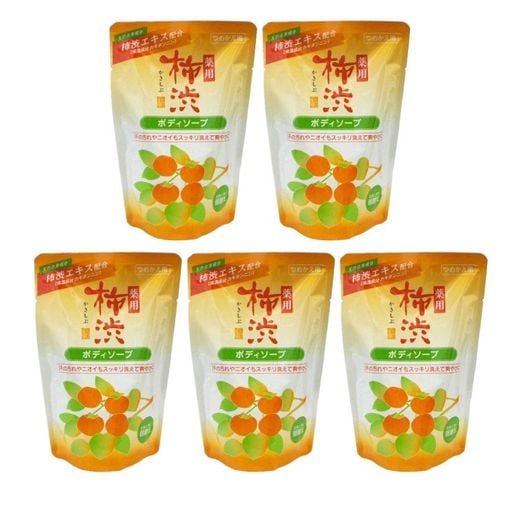 薬用柿渋ボディソープ つめかえ用 350ml 5個セット 計1750ml 殺菌 消臭 ヒアルロン酸 柿渋石鹸 詰め替え 日本製