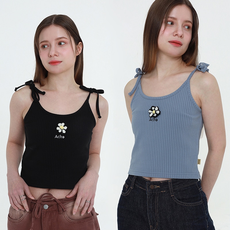デイジーリボンクロップノースリーブ(2 colors) / Daisy Ribbon Crop Sleeveless