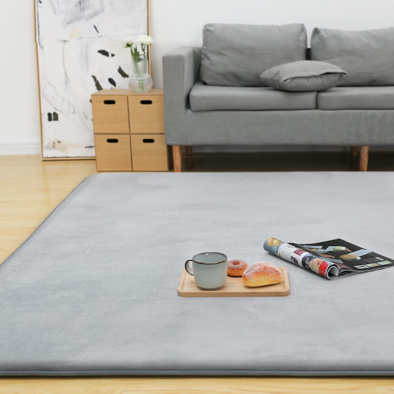 Colorsroom カーペット ラグ 極厚25mm 185×185cm 約2畳 クッションラグ 防音 厚手 撥水加工 防ダニ 抗菌 防臭 低ホルム もちもち ふわっと手触り ホットカーペット対応 低