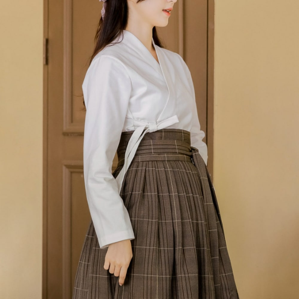 生活韓服 肘掛け着物 一目長袖 正面白(単品)