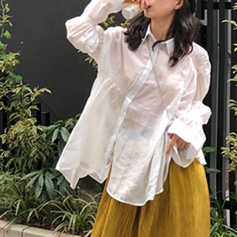 2color シャツ ブラウス デザインブラウス シフォン 前開き 襟付き 人気 おとなカジュアル