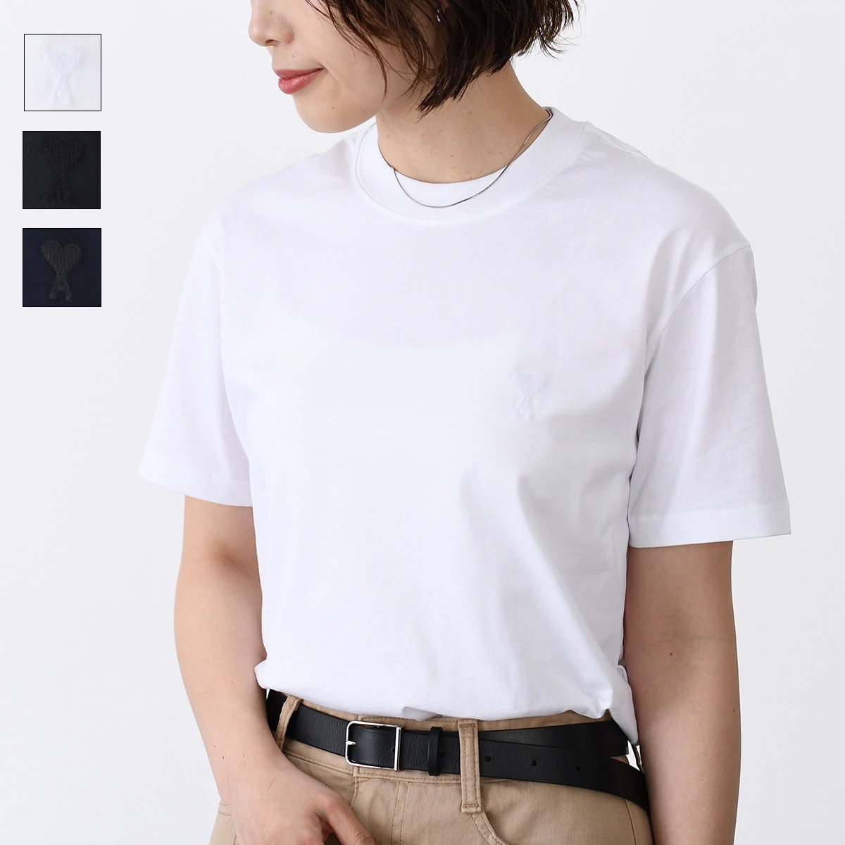 AMI PARIS アミ アレクサンドル マテュッシ アミパリス オーガニック トップス ロゴT ユニセックス レディース 春夏 半袖 人気 おすすめ