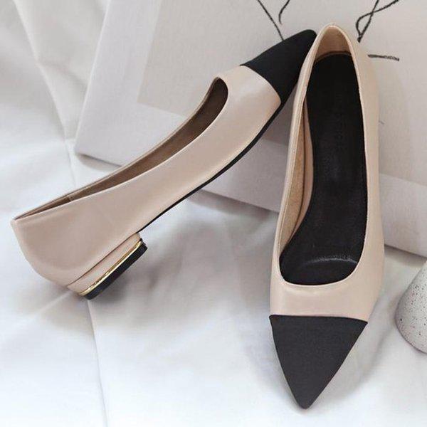 女性用ポインテッドトゥパンプスローヒール靴