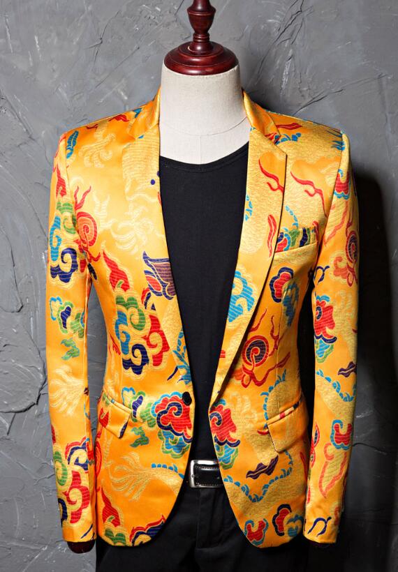 ステージ衣装 メンズ 花柄 ジャケット スーツ 紳士服 アメカジ系 総柄 スーツジャケット 派手なプリント 明るい調 舞台衣裳 コスプレスーツ 豹柄 雲柄 花柄 イベント パーティー 二次会 忘年会