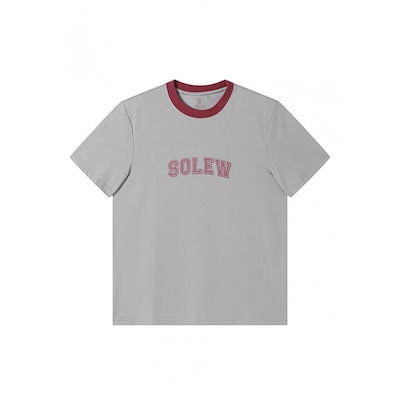 SOLEW ロゴグラフィックリンガーTシャツ グレー