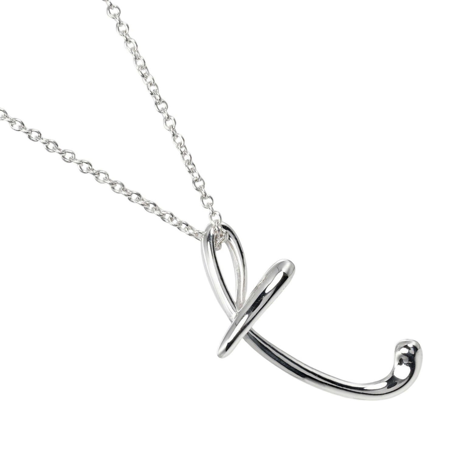 レターｔ イニシャルｔ ネックレス シルバー925 約2.27g レディース 中古品 Aランク