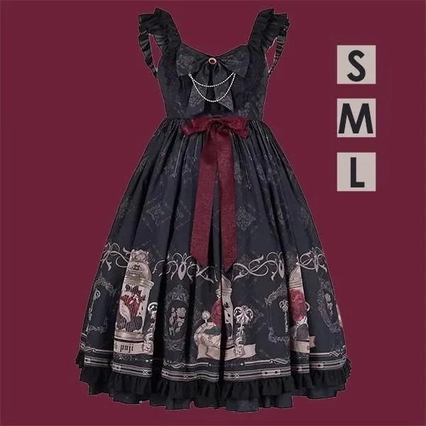 即納 ロリータ ワンピース リボン Aライン 膝上丈 Lolita ゆめかわ フリル 可愛い 萌え萌え 友達 姉妹 プレゼント レディース コスチューム 仮装