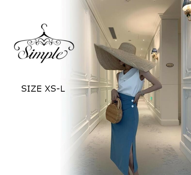 マーメード ハイウエスト 無地 スリット ボタン セクシー レディース ファッション スカート 大きいサイズ ロング ミモレ おしゃれ 春 夏 秋 韓国 20代 30代 4270