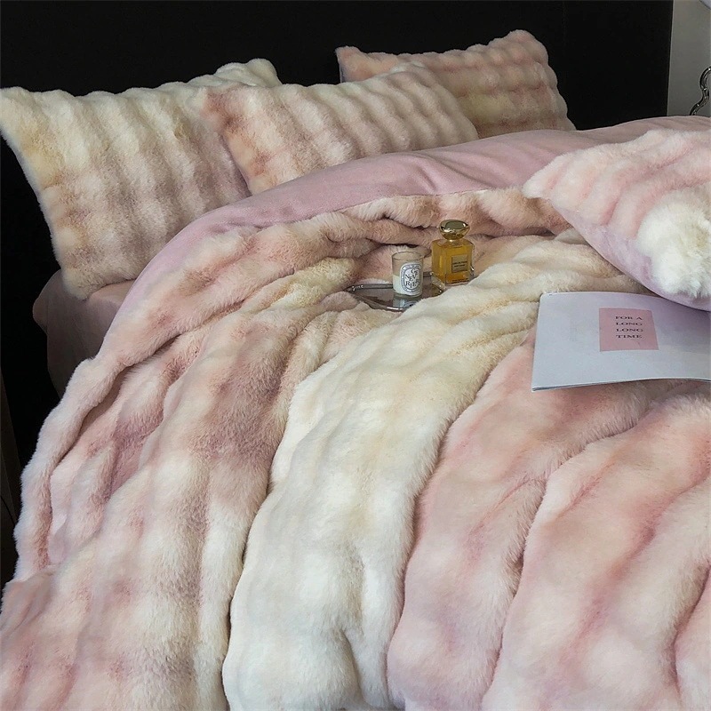 あったかウサギぬいぐるみ増厚ミルクベルベット軽い贅沢フレッシュシリーズ掛け布団カバーシーツセット4点セット 7,055円