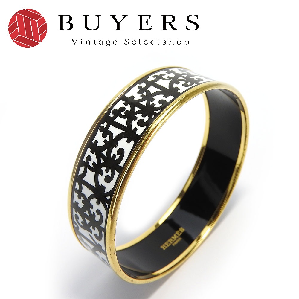 中古 ブレスレット エマイユGM ガダルキヴィール エナメル メタル ホワイト ブラック ゴールド金具 カダルキヴィール アクセサリー L刻印 レディース 女性