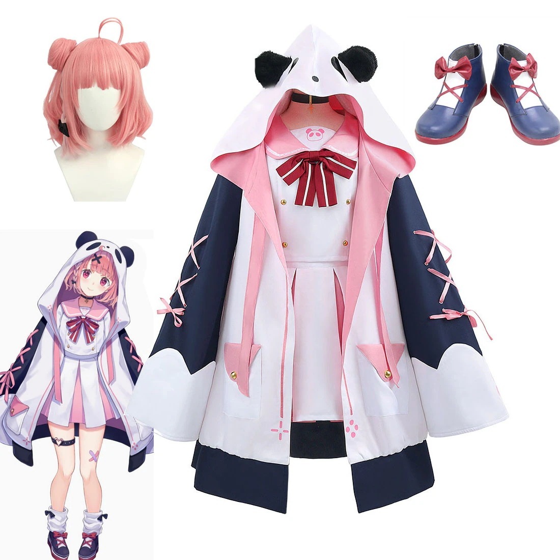 にじさんじ バーチャルYouTuber VTuber 笹木咲 ささきさく ウィッグ靴追加可 ハロウィン 制服 パンダ パーカー クリスマス